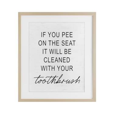 Imagem de Stupell Industries Impressão emoldurada preta Sassy Clean With Toothbrush Warning Under Glass, design by Lettered and Lined, 21 x 17