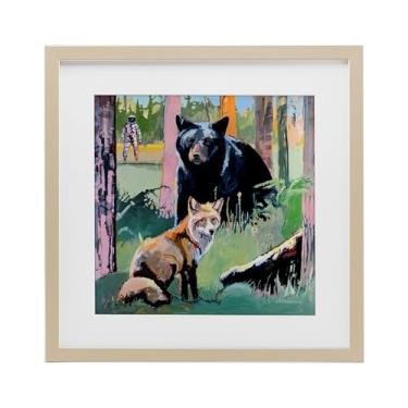 Imagem de Stupell Industries Impressão emoldurada Forest Animals in Deep Space Birch Under Glass, design por Adam Swanson, 40,6 x 40,6 cm