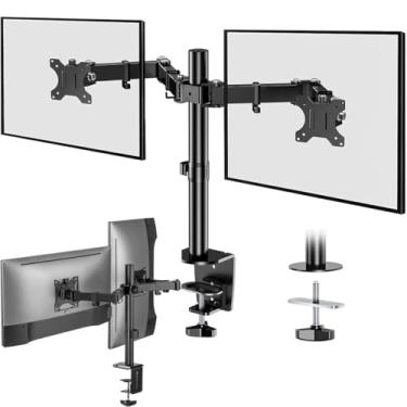Imagem de Suporte Bi-Articulado para 2 Monitores 14-30" Braço Articulado Ajustável Mesa para Monitor VESA 75x75/100x100, com Gerenciamento de Cabos