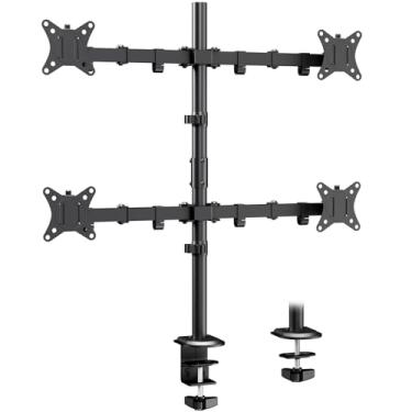 Imagem de PUTORSEN Suporte para monitor quádruplo, suporte de mesa para 4 monitores para telas de 17 a 32 polegadas, braço de mesa totalmente ajustável resistente com 80,5 cm de altura, VESA 75/100 mm, serve