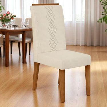 Imagem de Kit 02 Cadeiras De Jantar Estofada Yasmin Freijó Linho Neve- Mabe Magazine