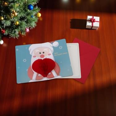 Imagem de 1 conjunto de cartão de felicitações de Natal velho com papel envelope preto vermelho branco 16 x 10 cm