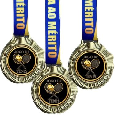Imagem de Kit 10 Medalhas Para Torneio de Tênis Campeão Esportes Premiação 6cm Com Cordão honra ao mérito