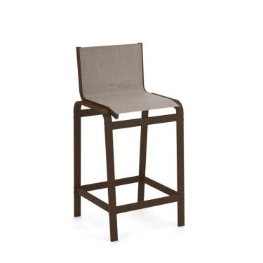 Imagem de Banqueta Alta Bancada Alumínio Marrom Tela Mocca