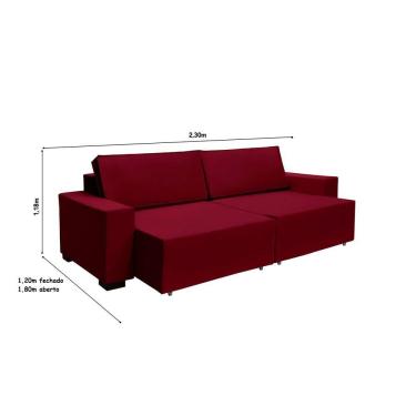 Imagem de Sofá Dallas 2.30m Retrátil - Vinho