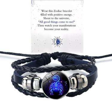 Imagem de Pulseira Espiritual dos Signos do Zodíaco, Spiriletta Pulseras Amuleto Espiritual Multicamadas Ajustável 12 Constelações Gleym Pulseira Espiritual Brilha no Escuro Pulseiras para Amantes de