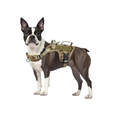 Imagem de Peitoral para cães pequenos, resistente, tático, antipuxão, sem asfixia, fácil de colocar e tirar com sistema Molle, colete refletivo ajustável para cães com enchimento respirável para caminhadas