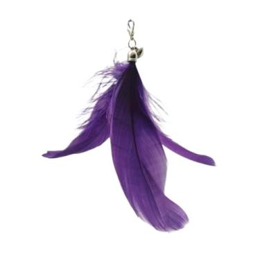 Imagem de Luzhengyang Recargas de varinha Feather Cat Teaser – Cabeças inspiradas em pássaros naturais, acessórios de brinquedo de gato para brincadeiras interativas (pacote com 5) ([roxo estrelado] pena R)
