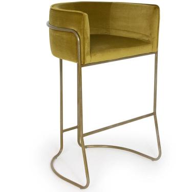 Imagem de Banqueta Decorativa Betina D02 Veludo Mostarda C-260