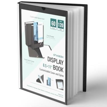 Imagem de STAGEEK Fichário com 60 bolsos, 120 páginas, fichário de 21 x 28 cm com mangas de plástico, pasta de portfólio de arte com protetores de folhas transparentes, livro de apresentação para obras de arte