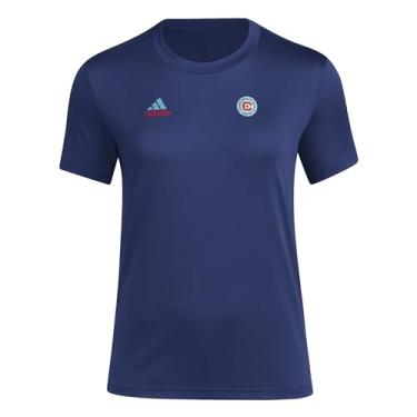 Imagem de adidas Camiseta feminina pré-jogo de manga curta, azul marinho/Chicago Fire, Equipe azul marinho/Chicago Fire, P