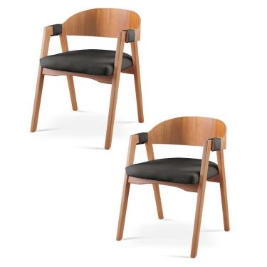 Imagem de Kit 2 Cadeiras para Sala de Jantar Luna Preto/Mel