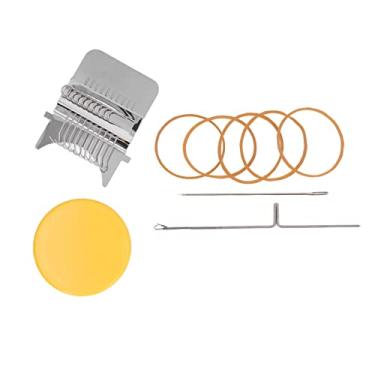 Imagem de Mini máquina de tricô com 10 agulhas de operação simples Mini máquina de tear Máquina de tricô manual para reparos domésticos, artesanato e viagens, aço inoxidável, plástico, (Amarela)