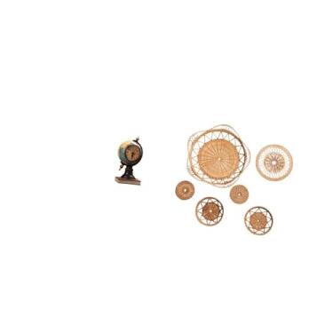 Imagem de Fenteer Relógio de Mesa E Decoração de Parede Moderna em Rattan com Formato de Globo Terrestre, Ideal para Quarto, Escritório, Prateleira, Corredor, Sala de C