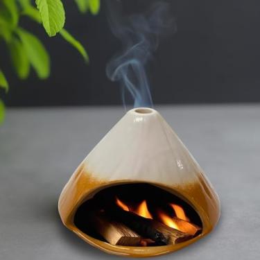 Imagem de Suporte de cerâmica Palo Santo, queimador de incenso em forma de montanha Fuji para ioga, meditação e chuveiro de limpeza energética, alívio da ansiedade para mulheres, meditação com caixa de presente