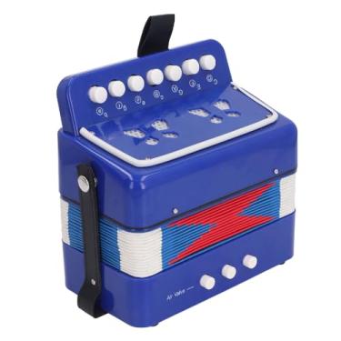 Imagem de Cryfokt Instrumento Musical Educacional de Acordeão de Botão para Crianças Controle de 7 Teclas 2 Graves, Fácil de Aprender e Tocar para Prática de Performance de Palco, Material ABS Seguro (Azul)