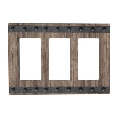 Imagem de JDAKHD Capas decorativas de madeira vintage para casa de fazenda, placa de parede de 3 gangues, interruptor de luz de celeiro para cozinha, banheiro, quarto