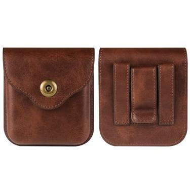 Imagem de Bolsa de couro com clipe de cinto para celular masculina compatível com Samsung Galaxy Z Flip 7/6/5/4/3/2/5G/Huawei Pocket 2, coldre para cinto compatível com Motorola RAZR 5G/60/60 Ultra