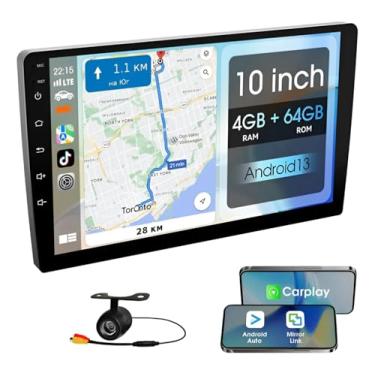 Imagem de Central Multimídia Tela 10 Polegadas Android, Carplay e Android Auto Sem Fio, 4GB RAM 64GB Quadcore, GPS Integrado