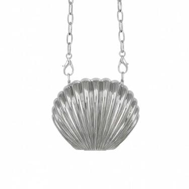 Imagem de Porta-moedas de metal com concha recortada, mini clutch noturna para mulheres, bolsa transversal criativa de liga rígida, bolsa de mão de festa para presente