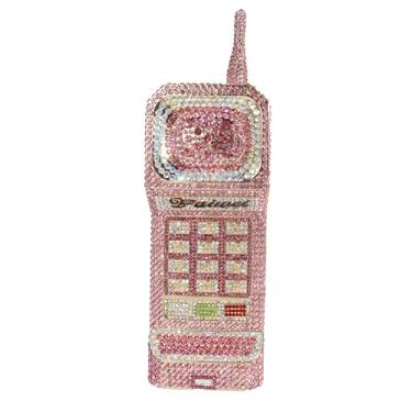 Imagem de TYQVRVZ Bolsa feminina divertida em forma de celular com strass, bolsa de mão de cristal, novidade para festa de formatura, Rosa-A, 8.66x2.95x2.56 in, Lindo brilhante engraçado