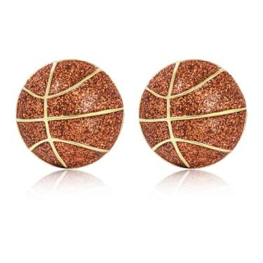 Imagem de YUJIE Brincos com clipe para futebol, rúgbi, beisebol, não perfurados, para mulheres, fãs de equipes, jogos, joias, joias, Latão, Sem pedra preciosa