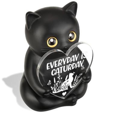 Imagem de FOKCBOCM Everyday is Caturday Gift for Cat Mom Dad Pet Lover, Funny Cat Lover Desk Decor, Cute Black Cat Figurine Birthday Christmas Thank You Gift, Cat Lover Collectible Figurines–DSZX29
