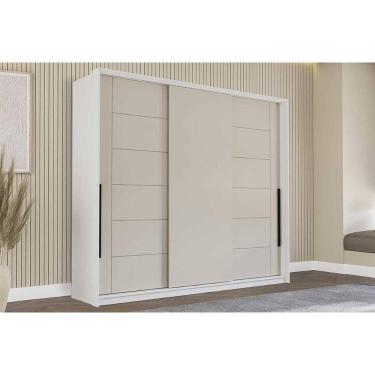 Imagem de Guarda Roupa Casal 3 Portas De Correr E 4 Gavetas Lisboa Branco/creme - Politorno