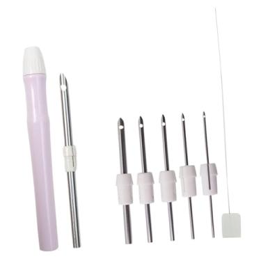 Imagem de MotiveTech Ferramenta de agulha de punção ajustável, caneta de bordado suave para adultos, ideal para tecido, decoração de casa, costura e artesanato.