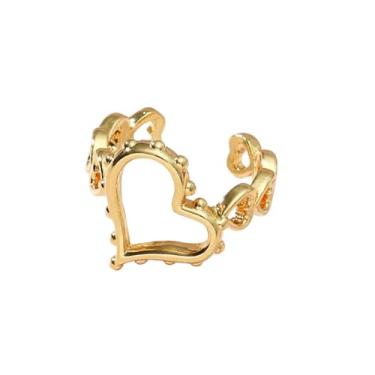 Imagem de Izpack Anel exclusivo de coração para mulheres, ajustável, aberto, coração, compromisso, compromisso, ajuste confortável, empilhável, moderno, joia de dia dos namorados para amada, esposa, mãe (ouro)