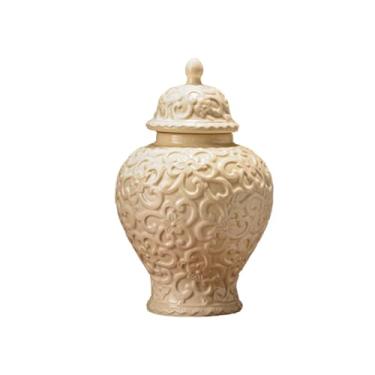 Imagem de FLCPJGV Vaso de porcelana para decoração de mesa, enfeite ou centro de mesa, ideal para festas e inaugurações de casa, Beige White L