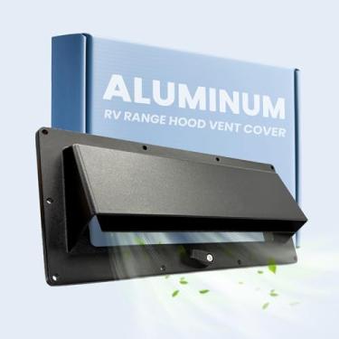 Imagem de Gloppers Capa de alumínio para exaustor de fogão RV, profundidade de exaustão de alcance ajustável com amortecedor de travamento - Substituição para trailers de viagem, motorhomes, inclui fita