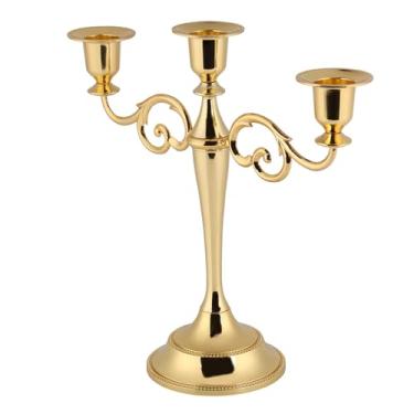Imagem de Generic Candelabros Com 3 Braços para Decoração de Casa, Estável de para Casamento/jantar/mesa de Festa (Ouro)