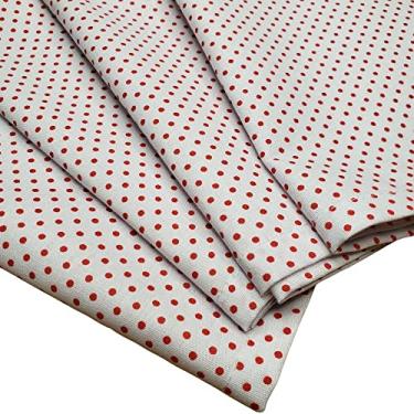 Imagem de Kit 4 Guardanapos de Tecido Bolinha Branco Vermelho Algodão 39cmx39cm