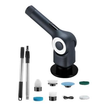 Imagem de IEUDNS Escova de limpeza sem fio, máquina rotativa de limpeza, alça longa removível, purificador de banheiro para piso, banheiro automotivo, Preto