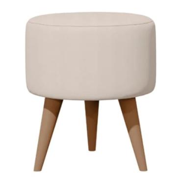 Imagem de Puff Redondo Estofado Elegante – Para Quarto ou Banco de Penteadeira até 130kg(BEGE)