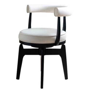 Imagem de SPXMQSS Cadeiras para sala de jantar, cadeiras de jantar de couro PU com apoios de braços, cadeiras de jantar giratórias com encosto, cadeira ergonômica para lounge, escritório, cadeira de toucador