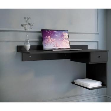 Imagem de Escrivaninha Penteadeira Mesa de Computador Suspensa Estudo Notebook (Preta)