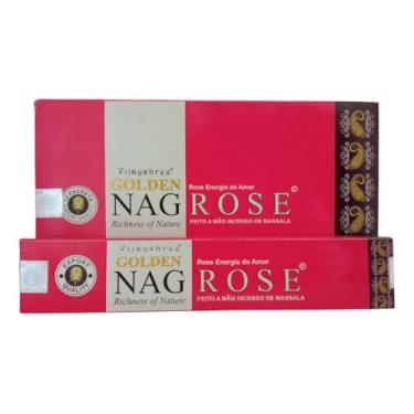 Imagem de Incenso Massala Vijayshree Golden Nag Rose Rosa 12 Caixas