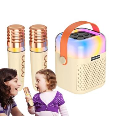 Imagem de Máquina de Karaokê Portátil | Altifalante Sem Fios com 2 Microfones,Brinquedo Karaokê | Para Jardim Quintal Festas Ao Ar Livre Reuniões Casa Performance Escritório