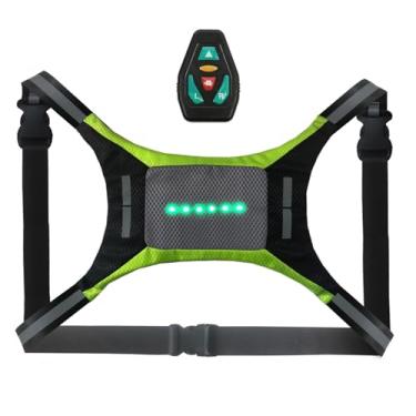 Imagem de Colete Reflexivo LED Recarregável via USB com Controle Remoto Luz de Sinal Virada Equipamento Aviso para Bicicleta Corredores Visibilidade Alta Nylon Leve