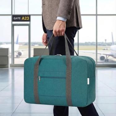 Imagem de Bolsa de viagem leve e dobrável – Mala de mão compacta para viagens noturnas, bolsa unissex para fim de semana, Verde, 17.7 x 12.6 x 6.3 inches, Esportes