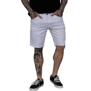 Imagem de Bermuda Jeans Masculina Branca Elegante Premium Casual - Estilo Renova