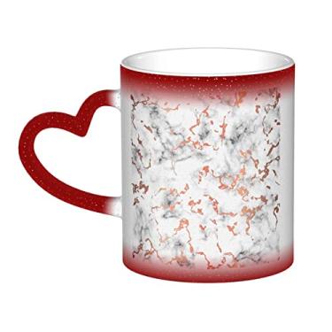 Imagem de Xícara de café divertida com textura de mármore, xícara de cerâmica que muda de cor sensível ao calor mágica, 12 Oz, para café/chá/leite/cacau, para adolescente/aniversário/festival/presentes