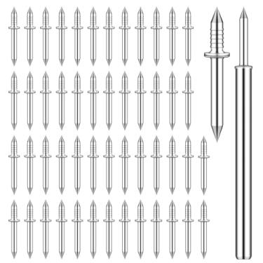 Imagem de 50 peças de pregos sem costura de rodapé de cabeça dupla, fixadores invisíveis para rodapé e móveis, inclui ferramenta de instalação de manga, pregos de segurança de madeira maciça