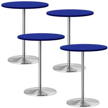 Imagem de Pacote com 4 toalhas de mesa redondas pequenas para mesas de coquetel de 61 cm, capa de mesa de piquenique, impermeável, elástica, lavável, dobrável, toalha de mesa de elastano para jantar, bar, pub e
