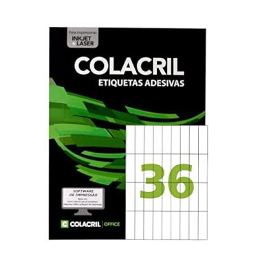 Imagem de Etiqueta Adesiva Colacril, Ink-Jet/Laser A4, CA4374, Branco, 74.25 x 23.33 mm, envelope com 100 fls-3600 etiquetas