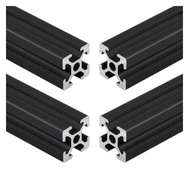 Imagem de 4 peças ranhura T 2020 alumínio extrusão anodizado trilho linear para peças de impressora 3D e CNC DIY preto (4 peças 300 mm)