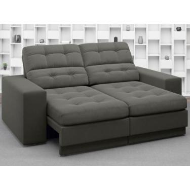 Imagem de Sofá Jobim 1,70m Assento Retrátil e Reclinável Velosuede Cinza - NETSO