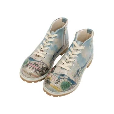 Imagem de DOGO Botas curtas femininas – Botas femininas de couro vegano e cano curto feitas à mão, Travel Fills the Soul, 35